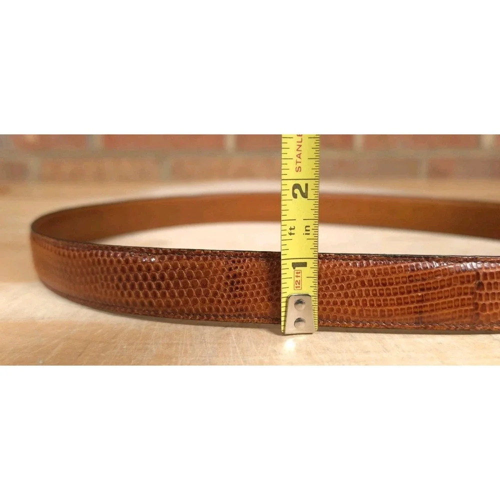 Trafalgar Mens Belt Burnished Java Lizard Brown Sz 34 Brass Buckle